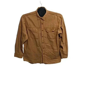 RedHead Mens Large 100% Cotton Camel Color Long Sleeve Button Up Shirt Pockets